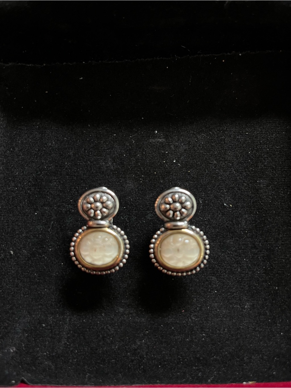Sterling Silver and Cream Mother-of-Pearl Drop Earrings